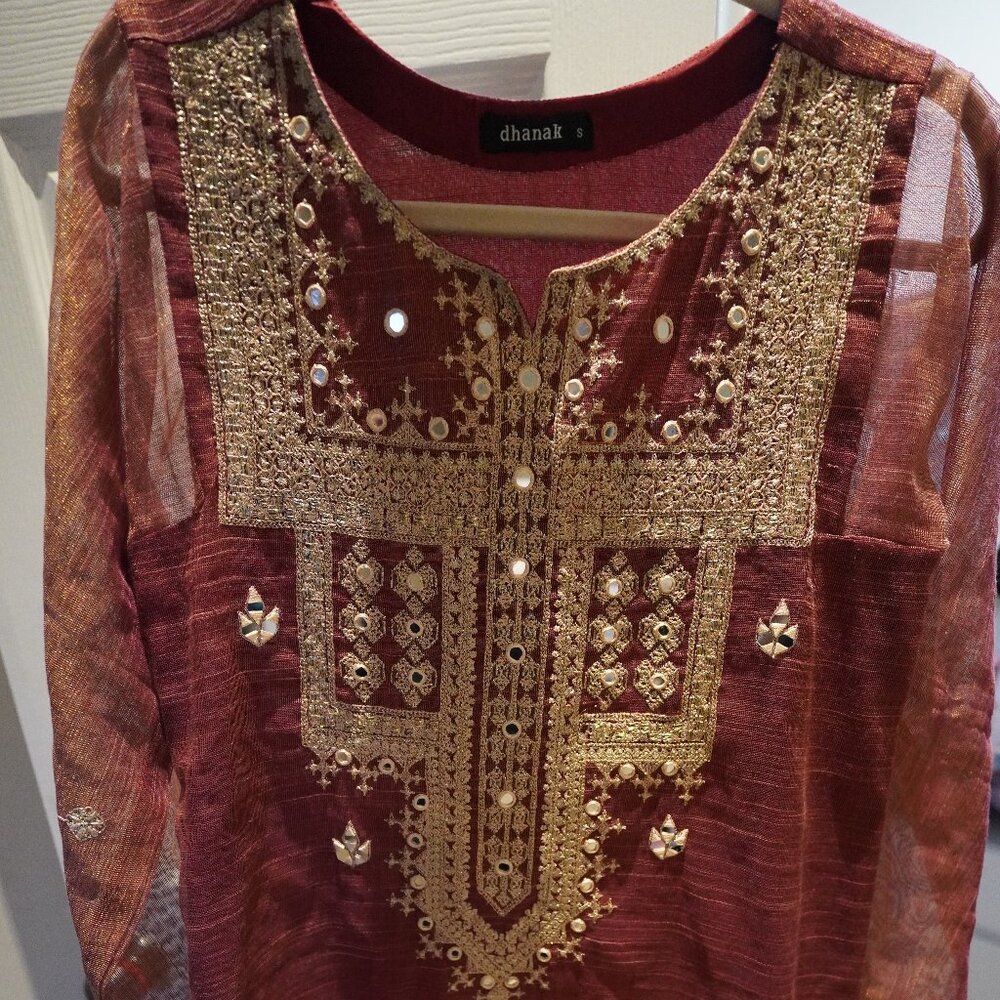 Traditional Dress Rust Orange - Dhanak - Size Small